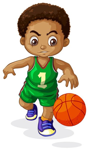 Un niño jugador de baloncesto masculino
 - Vector, Imagen