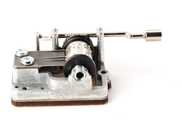 Close up of the inner mechanism a music box made of metal - Photo, Image