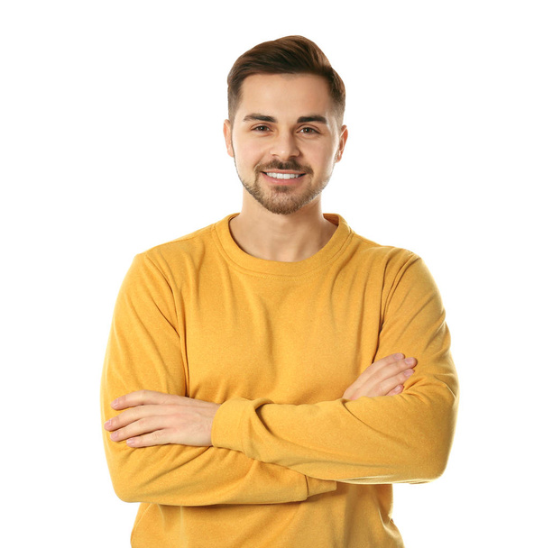 Portrait of handsome man posing on white background - Фото, зображення