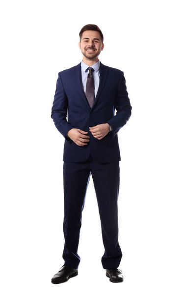 Full length portrait of businessman posing on white background - Фото, изображение