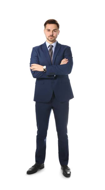 Full length portrait of businessman posing on white background - Foto, afbeelding