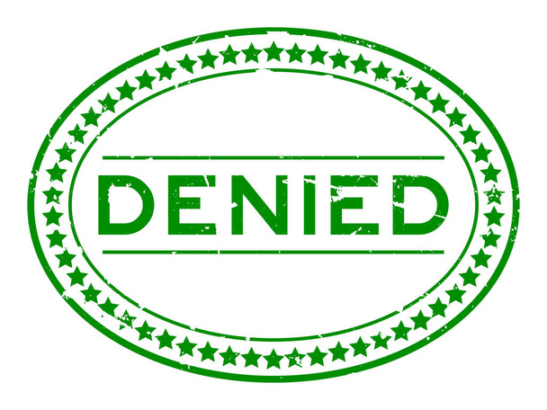 Grunge green denied word oval rubber seal stamp on white background - Vector, Image
