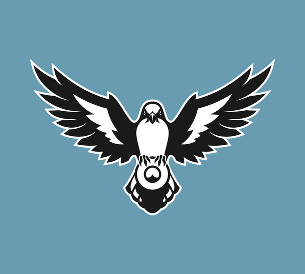 Silueta de ave. Shrike pájaro con alas extendidas
 - Vector, imagen