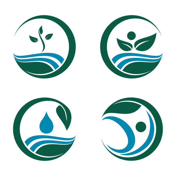 植物種子水自然ケアロゴシンボルテンプレート - ベクター画像
