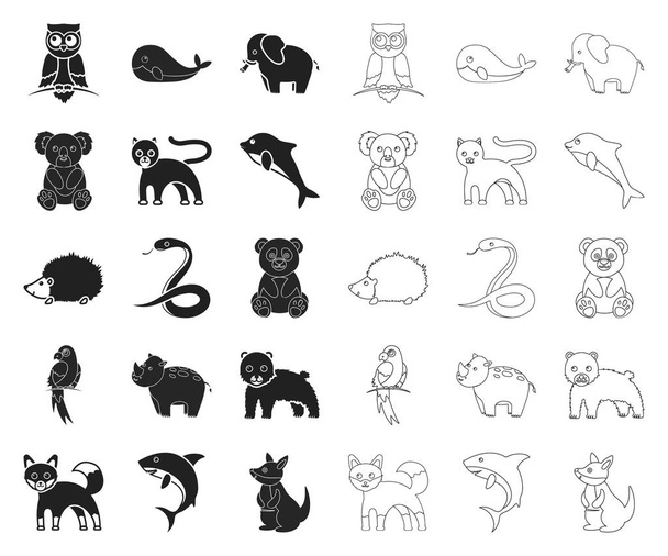 Epärealistinen eläin musta, ääriviivat kuvakkeet asetettu kokoelma suunnitteluun. Lelu eläimet vektori symboli varastossa web kuva
. - Vektori, kuva