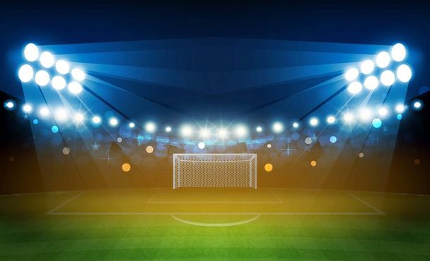 Fotbalové hřiště s jasnými světly stadionu vektor design - Vektor, obrázek