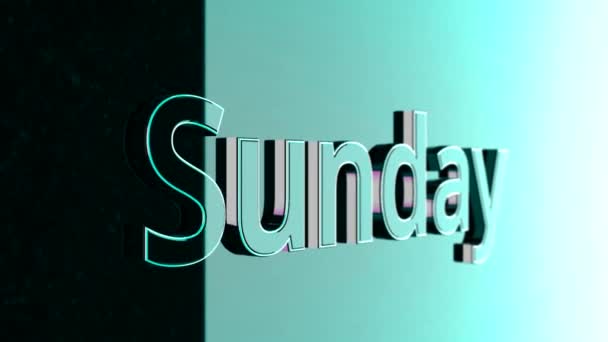 Neděle titul. Slovo "Sunday" animace. Animovaný film Text - neděle - Záběry, video