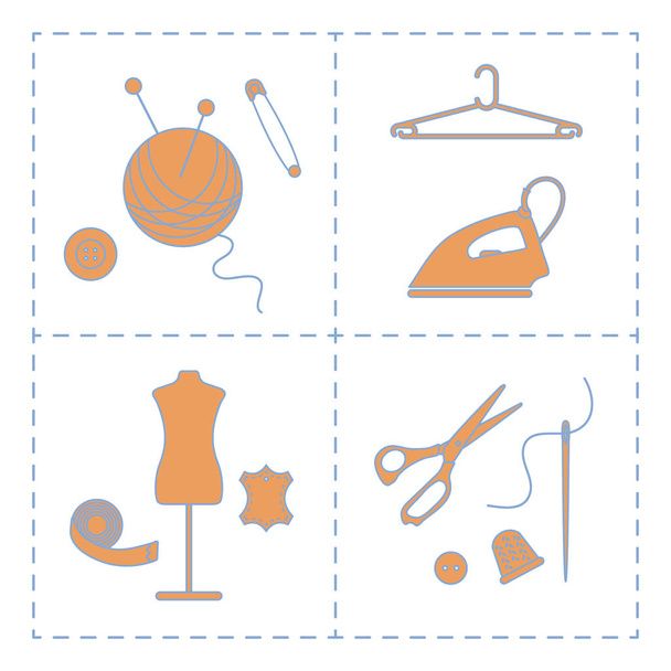 Illusztráció eszközök és tartozékok a varráshoz - Vektor, kép