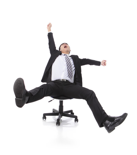 Successful excited Business man sitting in chair - Foto, imagen