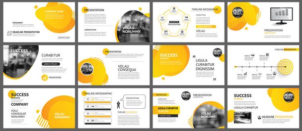 Presentatie en dia layout achtergrond. Ontwerp geel en Oran - Vector, afbeelding