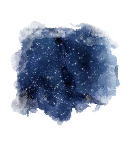 Gece gökyüzü Yazdır. Suluboya yıldızlı gökyüzü. Mavi gökada gökyüzü suluboya - Fotoğraf, Görsel