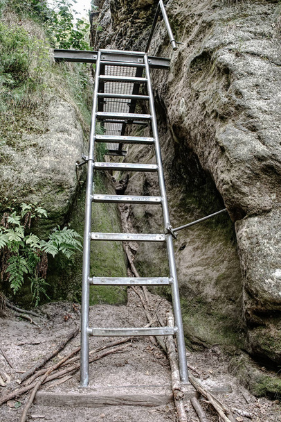 Metal ladder in mountains via ferrata.  - Photo, Image