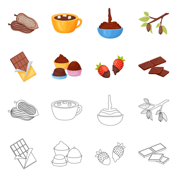 Isolated object of food and yummy symbol. Collection of food and brown   vector icon for stock. - Vektor, obrázek