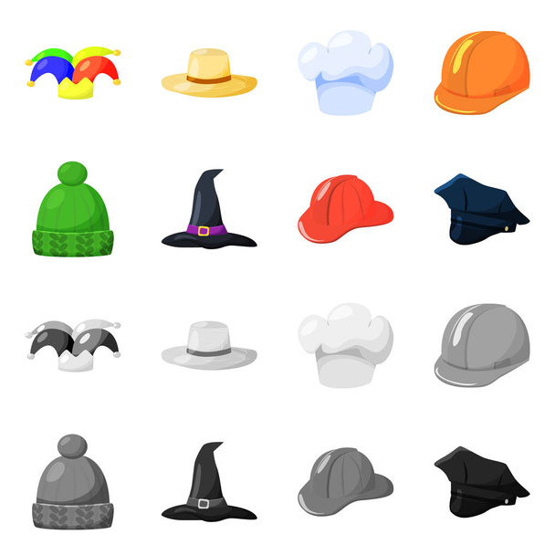 Isolated object of clothing and cap icon. Collection of clothing and beret stock symbol for web. - Vetor, Imagem