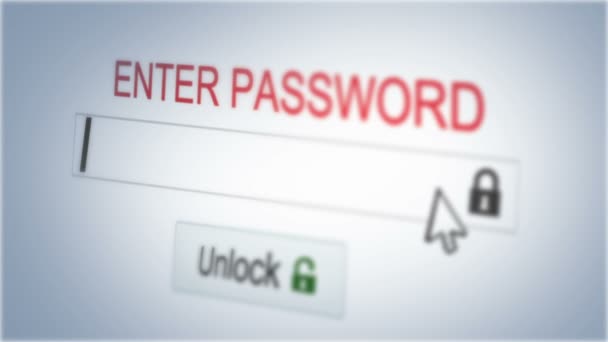 Voer wachtwoord in. Loggen met beveiligingscode. Detail van een computerscherm - Video