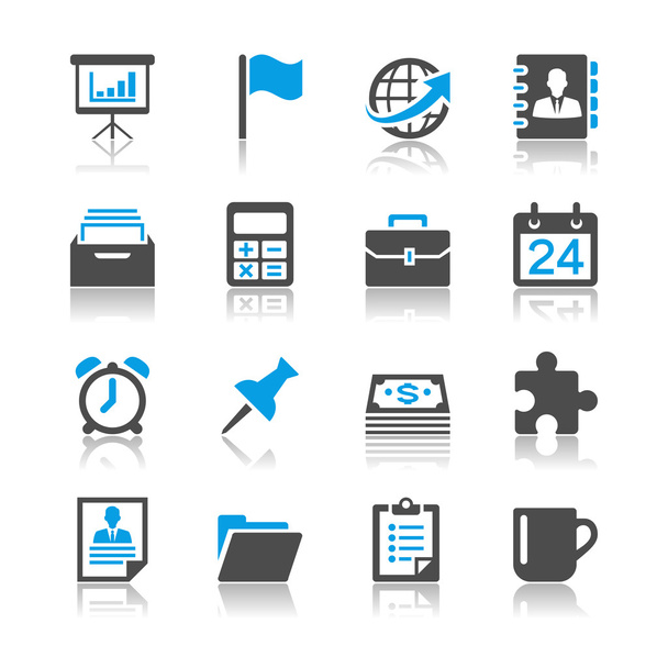 bedrijf en kantoor pictogrammen - reflectie thema - Vector, afbeelding