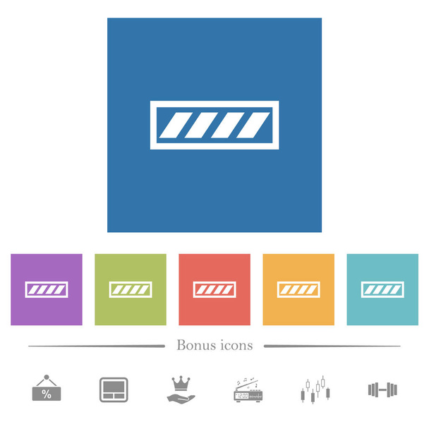 Barra de progresso ícones brancos planos em fundos quadrados
 - Vetor, Imagem