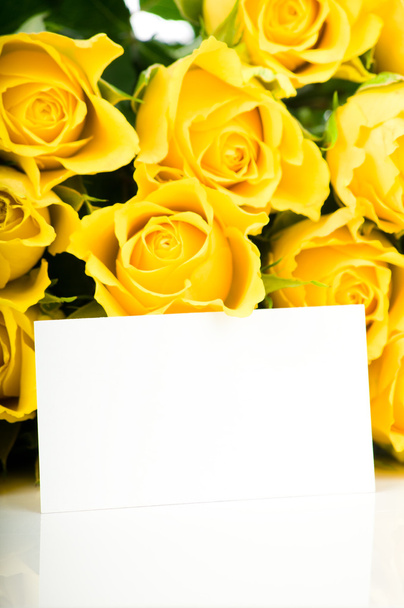 Yellow roses with greeting card - Photo, image