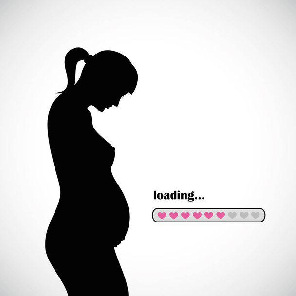 Mulher grávida silhueta bebê menina carregamento
 - Vetor, Imagem