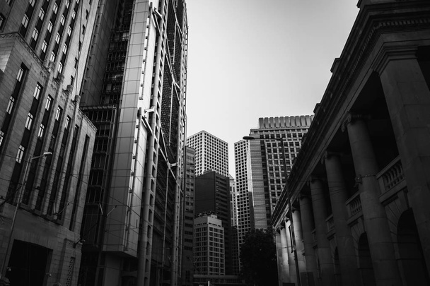 Commercial Building Close Up in Black and White - 写真・画像