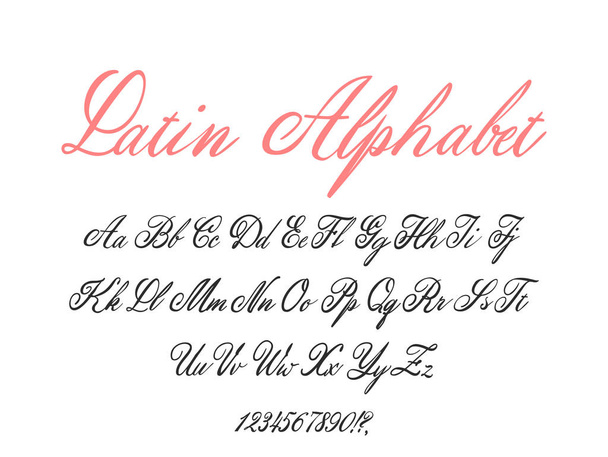 Latin ábécé klasszikus kalligráfia és a betűk. Esküvői betűtípusok. - Vektor, kép