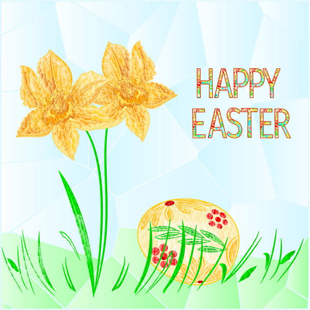 Feliz Pascua huevo de Pascua con narciso y hierba polígonos vector Ilustración para su uso en tarjetas de felicitación de diseño de interiores
 - Vector, imagen