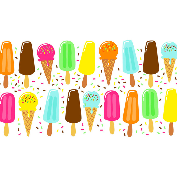 Cute Ice Cream collection background in vivid tasty colors ideal for banners, package etc - Vector, afbeelding