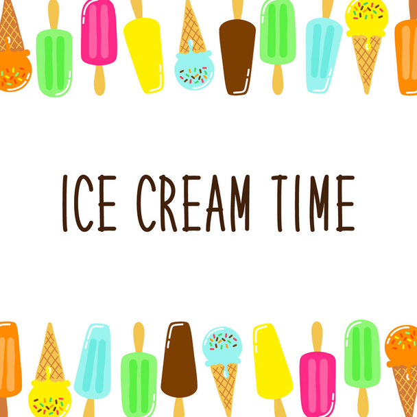 Cute Ice Cream collection background in vivid tasty colors ideal for banners, package etc - Vektor, kép