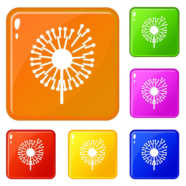 Forest dandelion icons set vector color - Vetor, Imagem
