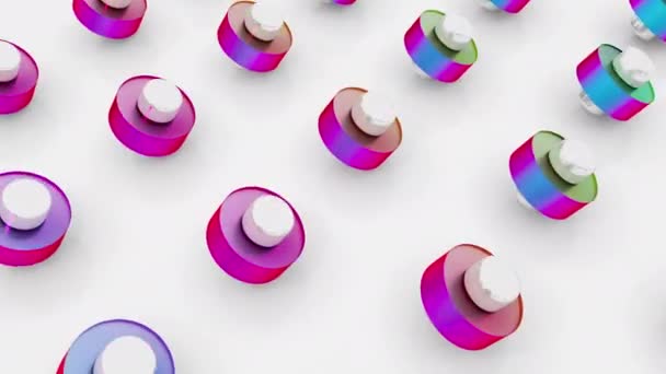 Set different holographic colors 3d shapes object rotating. 4k seamless loop animation footage. - Video