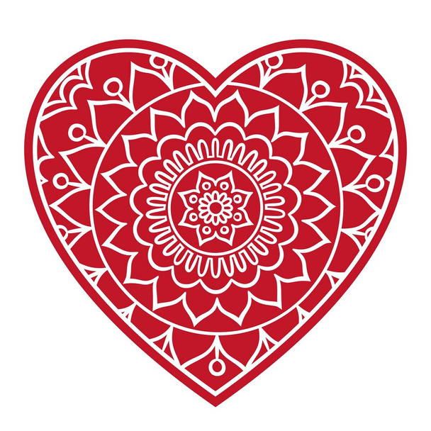 Doodle Floral Heart - Wektor, obraz