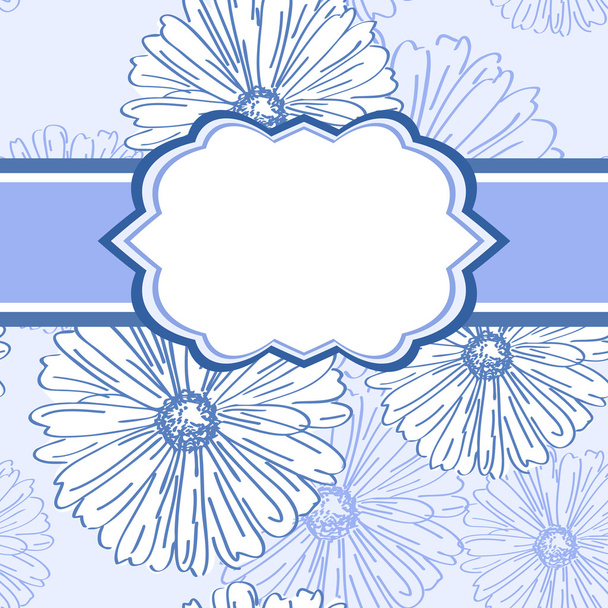 Template with blue camomile flowers - Vektori, kuva