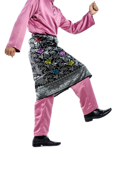 asian man with traditional clothing during hari raya over white background - Photo, Image
