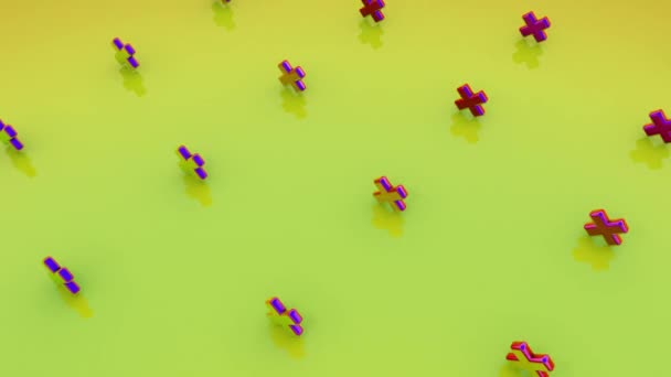 Abstrakcyjne 3D renderowania krzyż pływające w różnych kolorach holograficznych. bezszwowe animacje 4K w pętli. - Materiał filmowy, wideo