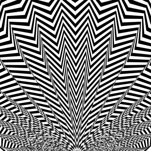 Абстрактний кручений чорно-білий фон. Оптична ілюзія викривленої поверхні. Скручені смуги. Стилізований 3d тунель
. - Вектор, зображення