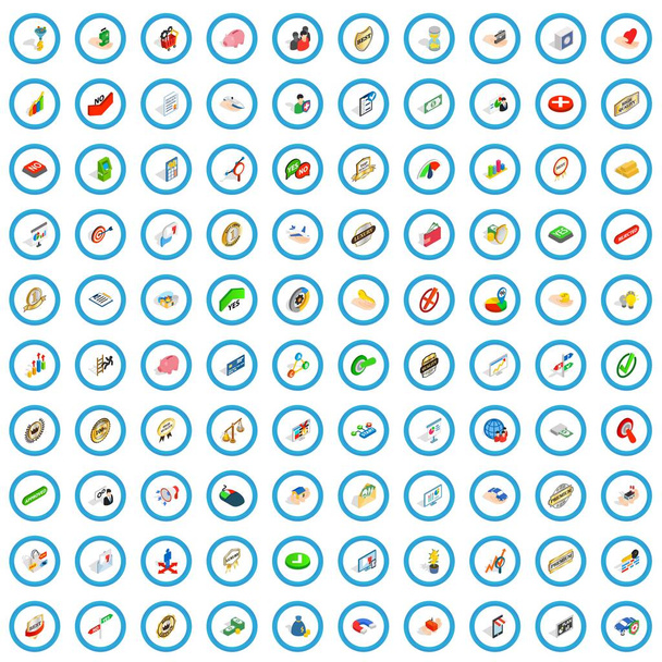 100 Führungssymbole gesetzt, isometrischer 3D-Stil - Vektor, Bild