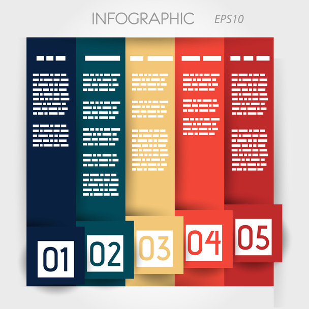 column infographic five options in big down square - Vector, Imagen