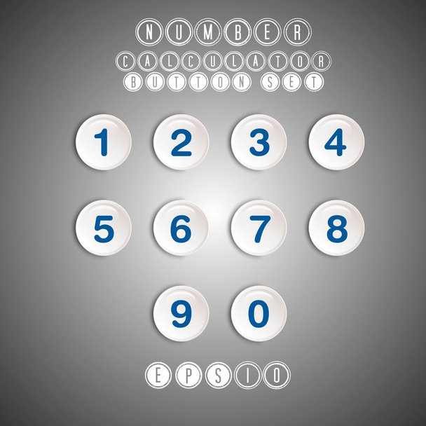 calculator white number button set - Vector, afbeelding