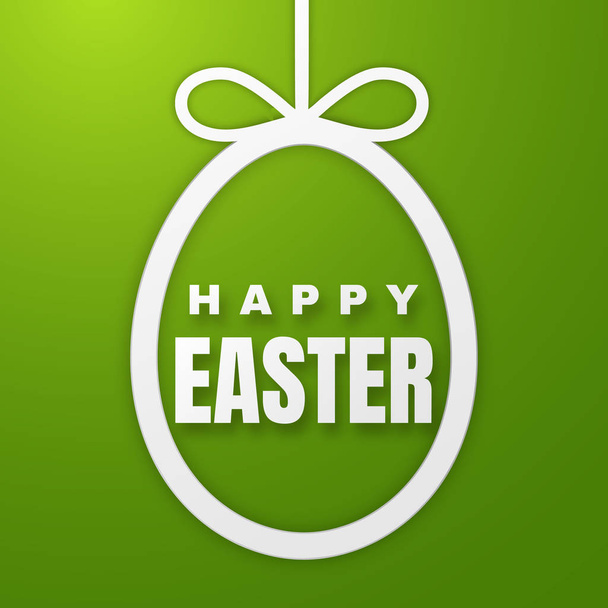 Happy Easter Greeting Card with Color Paper Easter Egg on Green Background. Vector illustration - Vetor, Imagem