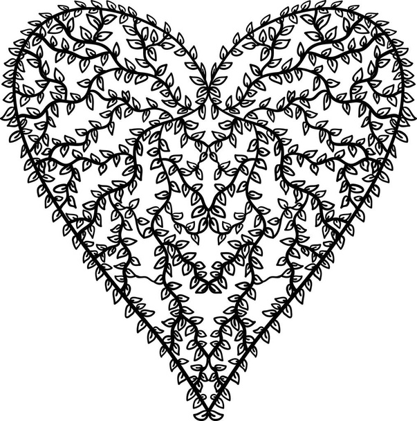 Heart shape of leaves on white background. - Vector, Image