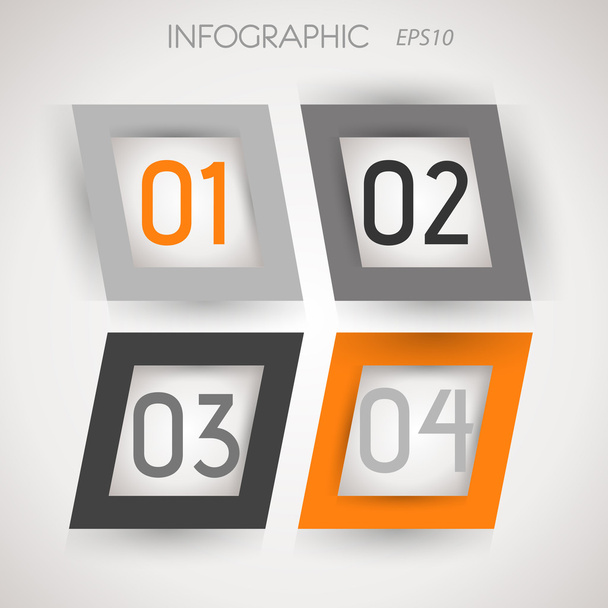 Cuadrado oblicuo gris y naranja cuatro opciones
 - Vector, Imagen
