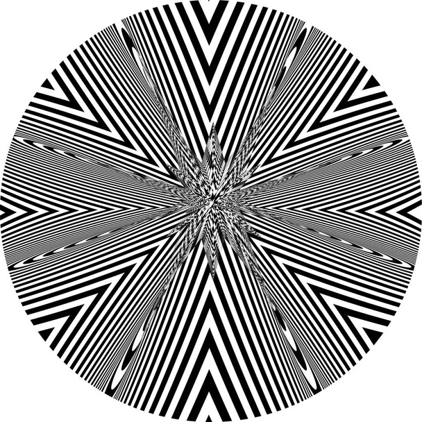 Абстрактный черно-белый фон. Оптическая иллюзия искаженной поверхности. Перекрученные полоски. Стилизованный 3d туннель
. - Вектор,изображение