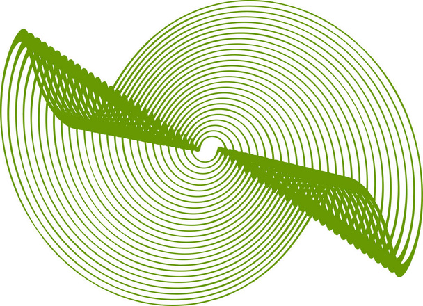 Forma abstracta retorcida verde abstracta. Ilusión óptica de superficie distorsionada
. - Vector, imagen