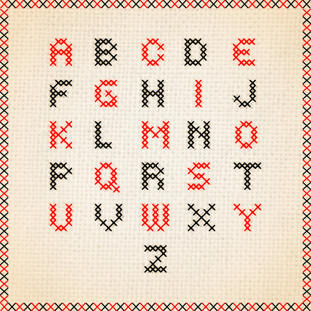 Cross stitch vector alphabet - Vector, Image