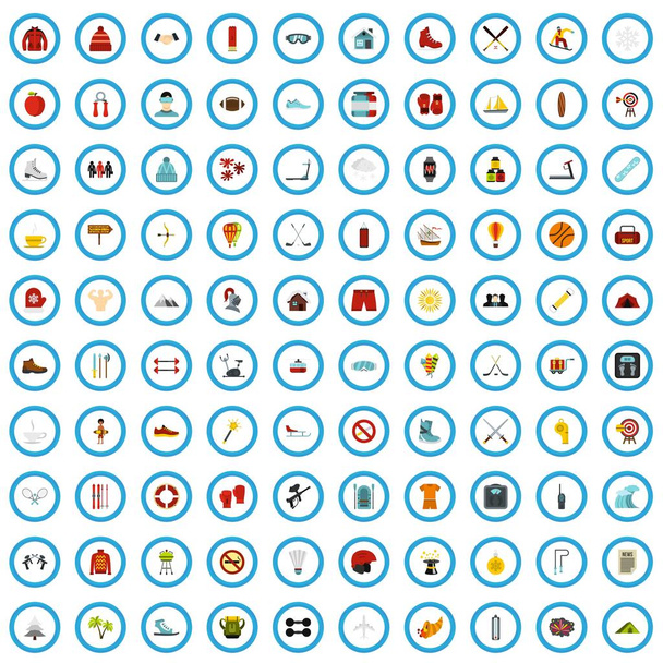 100 conjunto de ícones de excelência de lazer, estilo plano
 - Vetor, Imagem