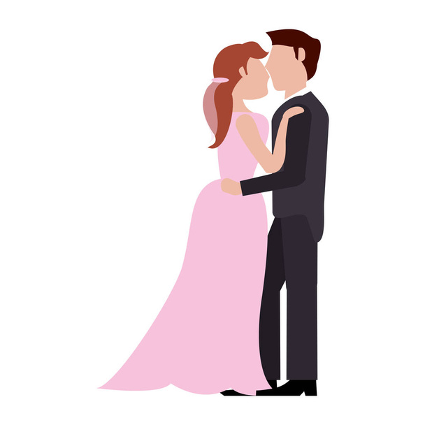 Wedding couple kissing - Vector, afbeelding