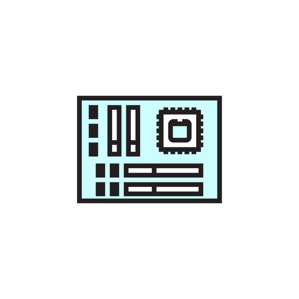 Motherboard-Symbol gefüllt Umriss oder Linie Stil Vektor Illustration - Vektor, Bild