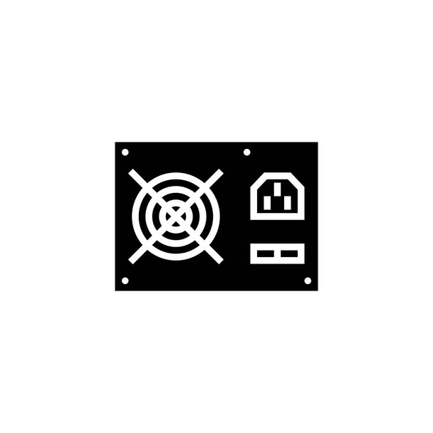 Computernetzteil-Symbol-Glyphe oder Vektor-Illustration im soliden Stil - Vektor, Bild