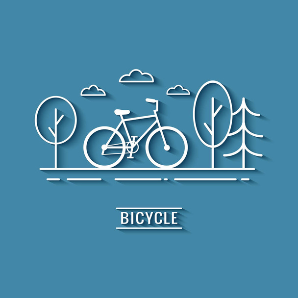 Дизайн лінії мистецтва велосипеда на дорозі в парку
 - Вектор, зображення
