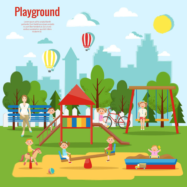 Children's playground vector illustration. - Vector, Image
